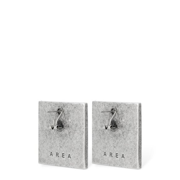 AREA Crystal Pyramid Earrings Clear & Antique Silver Plated - Picture 3 of 4